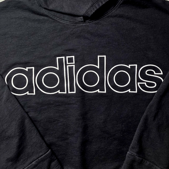 Adidas Cropped Black Hoodie - Youth L (14) - Great for Teens/Small Adults - Picture 2 of 7